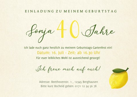 Fotokarte Geburtstagseinladung Sommerfest Zitronen 3