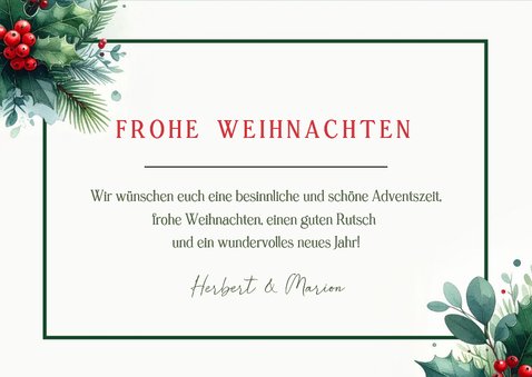 Fotokarte Ilexzweige Weihnachten botanisch 3