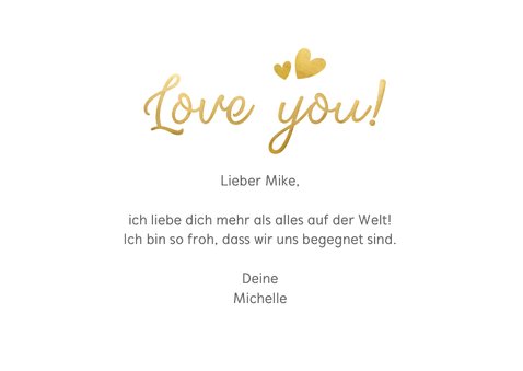 Fotokarte Liebesgrüße 'love you' Goldoptik 3