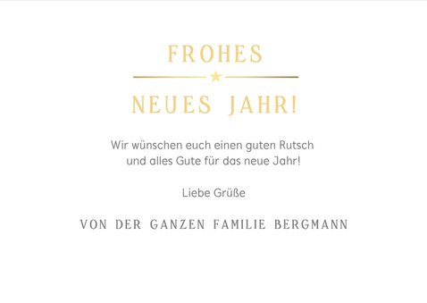 Fotokarte Neujahrsgrüße mit Text und Namen 3