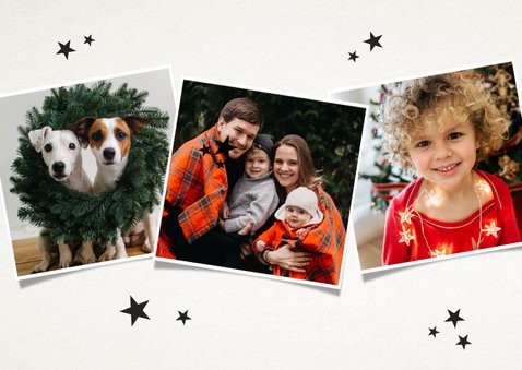 Fotokarte Weihnachten mit Sternchen und Fotocollage 2