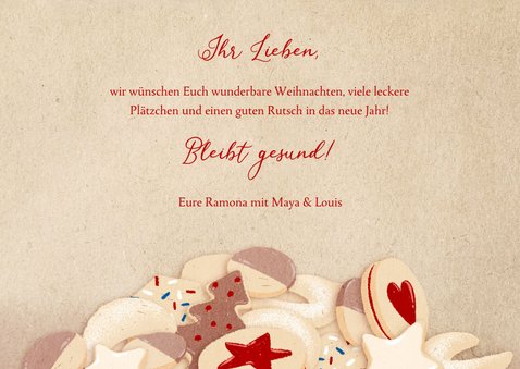 Fotoweihnachtskarte mit Weihnachtsplätzchen 3