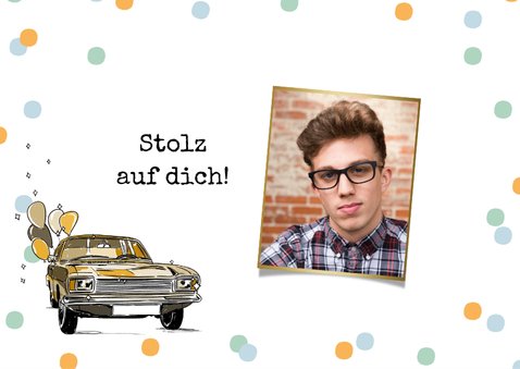 Führerschein bestanden Glückwunschkarte Vintage 2