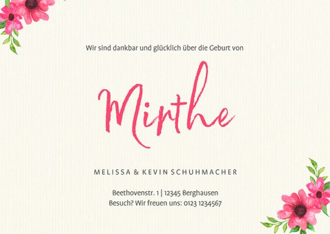 Geburtskarte Foto, Blumen & Symbole 3