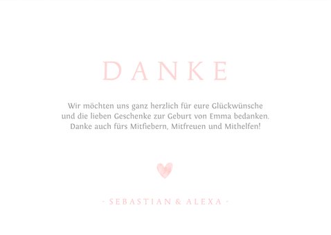 Geburtskarte Foto rosa Herz Aquarell 3