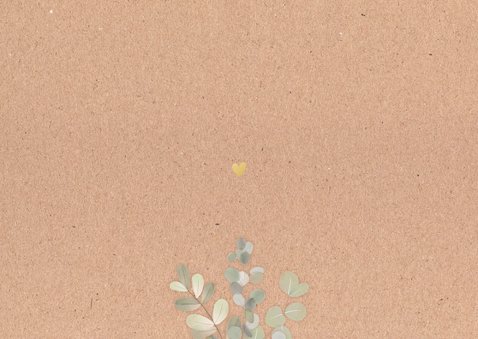 Geburtskarte Kraftlook, zarte Blätter, Foto & Golddruck Rückseite