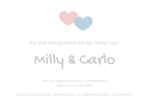 Geburtskarte Zwilling Foto & kleine Symbole 3