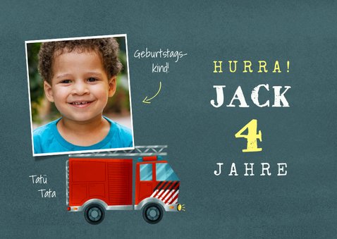 Geburtstags-Glückwunschkarte Feuerwehrauto & Foto 2