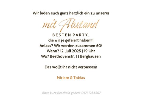 Geburtstagseinladung 'Mit Abstand' eigenes Foto 3