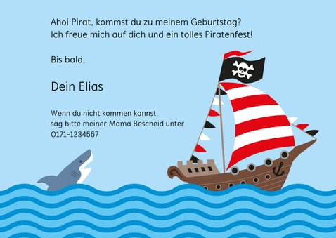 Geburtstagseinladung mit Piratenschiff 7. Geburtstag 3