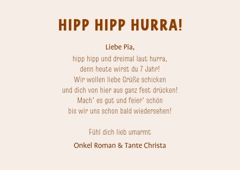 Geburtstagskarte Kind 'Hipp Hipp Hurra' Mädchen 3