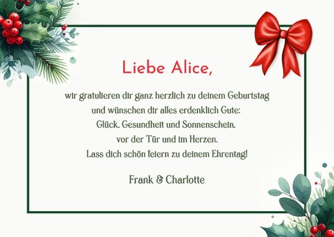 Geburtstagskarte Tannenzweige 'Merry Birthday' Ilex 3