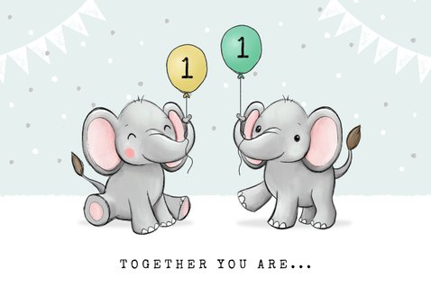 Geburtstagskarte Zwilling Kleine Elefanten 2
