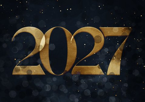 Geschäftliche Weihnachtskarte dunkelblau Jahreszahl Goldlook 2