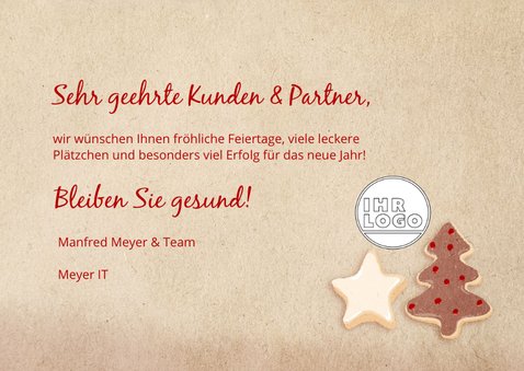 Geschäftliche Weihnachtskarte mit Cookies 3
