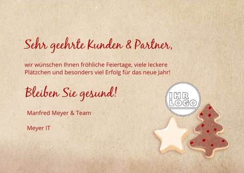 Geschäftliche Weihnachtskarte mit Cookies 3