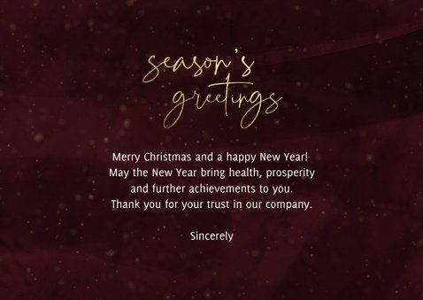 Geschäftliche Weihnachtskarte 'Season's greetings' 3