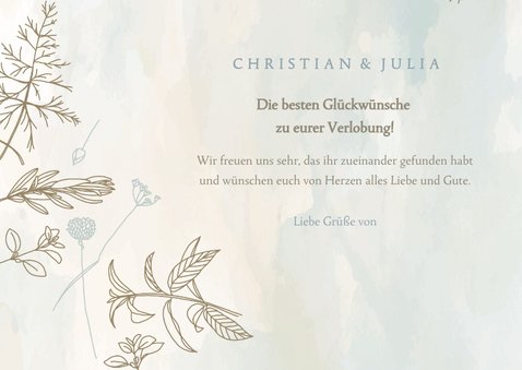 Glückwunsch zur Verlobung mit Aquarell und Blumen 3