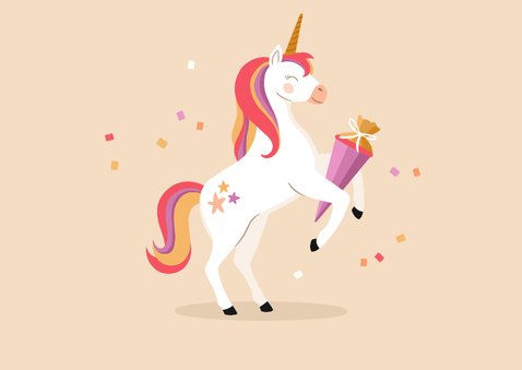 Glückwunschkarte 1. Schultag Einhorn mit Schultüte 2