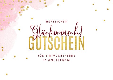 Glückwunschkarte Bestanden Gutschein pink 2