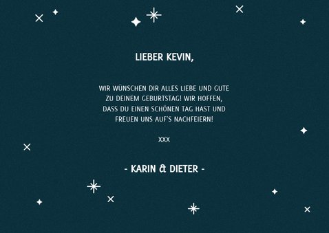 Glückwunschkarte blau zum Geburtstag mit Typografie 3