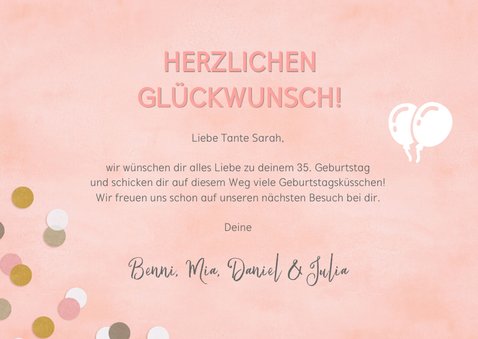 Glückwunschkarte Geburtstag rosa Konfetti 3