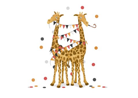 Glückwunschkarte Giraffen rot Zwilling doppelte Freude 2