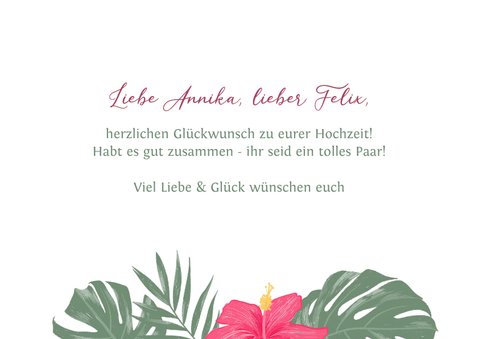 Glückwunschkarte Hochzeit tropische Blumen 3