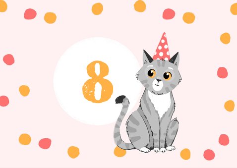 Glückwunschkarte Kinder Geburtstag Foto und lustige Katze 2