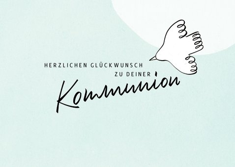 Glückwunschkarte Kommunion Tauben und Lettering 2