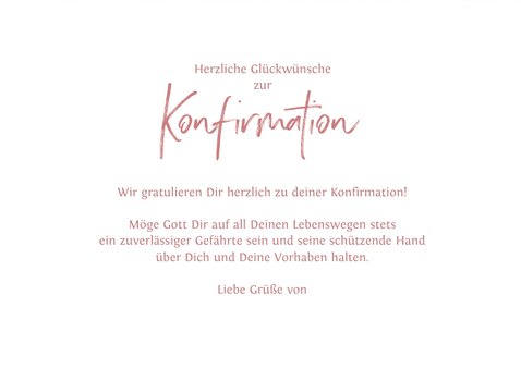 Glückwunschkarte Konfirmation rosa Blätter 3