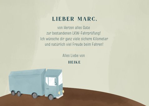 Glückwunschkarte LKW-Führerschein 3