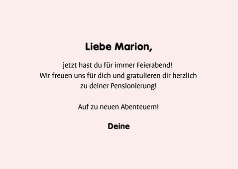 Glückwunschkarte Pensionierung 'Für immer Feierabend' 3