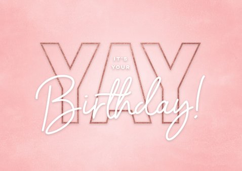 Glückwunschkarte rosa 'Yay', its your birthday' 2
