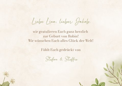 Glückwunschkarte 'Welcome to the world' Waldtiere 3