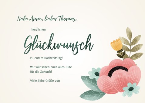 Glückwunschkarte zum Hochzeitstag Blumen 3