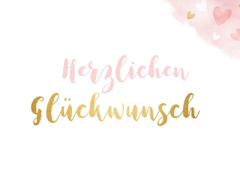 Glückwunschkarte zur Hochzeit Rosa und Gold 2