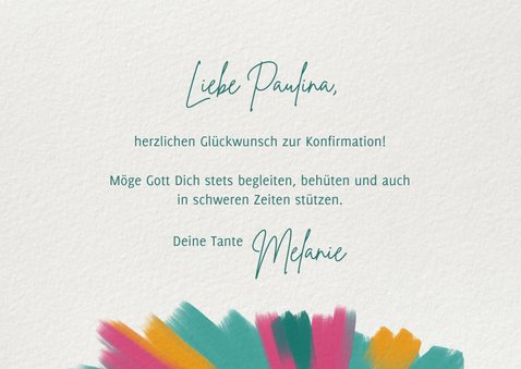 Glückwunschkarte zur Konfirmation mit bunter Taube 3