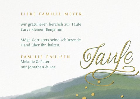 Glückwunschkarte zur Taufe mit Hand-Lettering Gold 3
