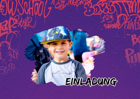 Graffiti Kindergeburtstagseinladung im Hip Hop-Style 8 Jahre 2