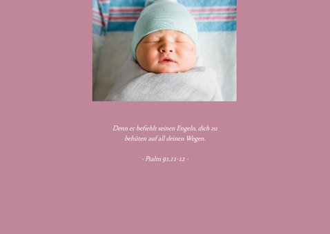 Grafische Einladung zur Taufe Foto rosa 2