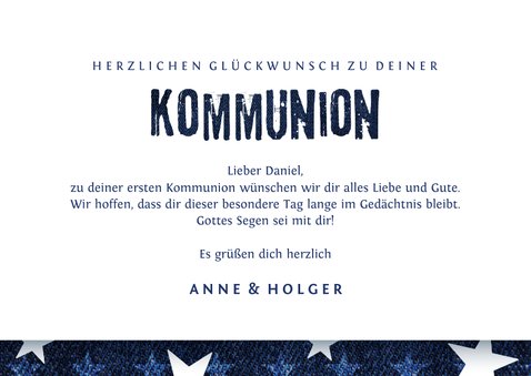 Gratulationskarte Kommunion Sterne & Jeans 3