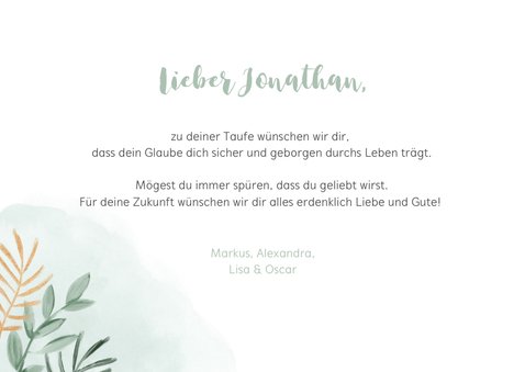 Gratulationskarte Taufe kleine Giraffe 3