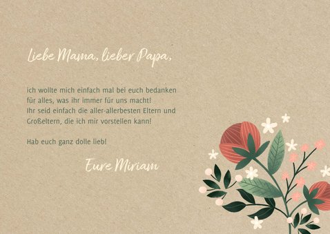 Grußkarte Dankeschön Blumen auf Kraftpapier 3