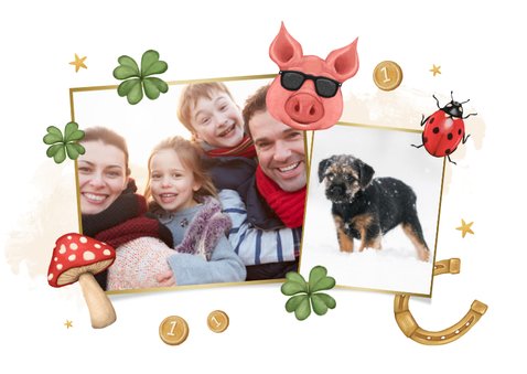 Grußkarte 'Frohes neues Jahr' Glücksbringer 2026 2