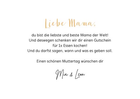 Grußkarte Gutschein Muttertag mit Foto & Schrift in Goldlook 3
