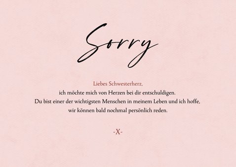 Grußkarte Sorry mit Küsschen 3