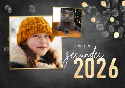 Grußkarte Weihnachten Fotocollage Goldblätter 2
