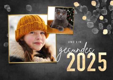 Grußkarte Weihnachten Fotocollage Goldblätter 2