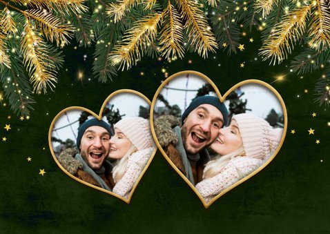 Gutscheinkarte Fotocollage Weihnachten Herzen Tannenzweige  2